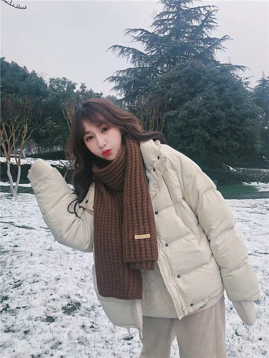 Bufanda Mujer Otoño Invierno Versión Coreana Lana Tejida Color Sólido - Image 14