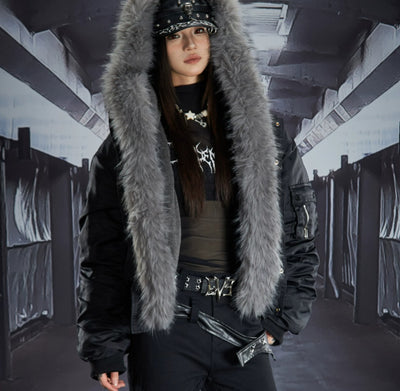 Chaqueta Acolchada Corta con Bordados en Algodón Fleece - Image 5