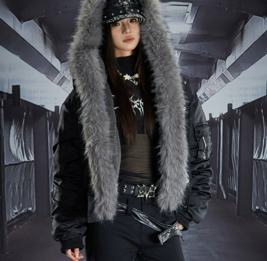 Chaqueta Acolchada Corta con Bordados en Algodón Fleece - Image 5