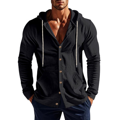Camisa de Lino Holgada para Hombre - Minimalista de Manga Larga - Image 30