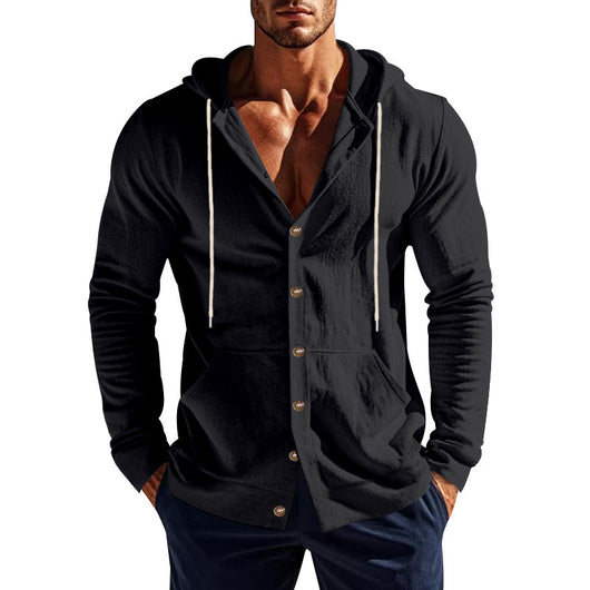 Camisa de Lino Holgada para Hombre - Minimalista de Manga Larga - Image 30