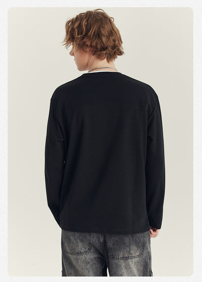Playera Manga Media con Cierre para Hombre - Cuello Redondo Oversize Otoño - Image 13