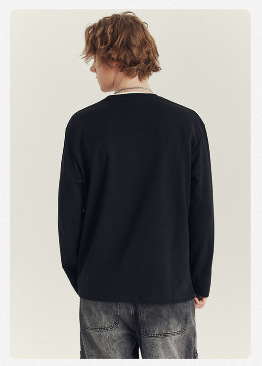 Playera Manga Media con Cierre para Hombre - Cuello Redondo Oversize Otoño - Image 13