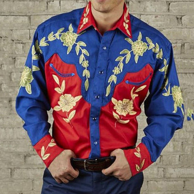 Camisa Suelta Estampada Estilo Western Americano