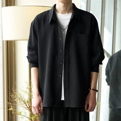 Camisa Polo Texturizada Suelta Casual para Hombre - Image 12