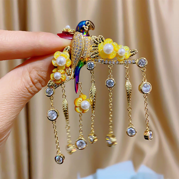 Broche de Lujo con Rama y Borlas
