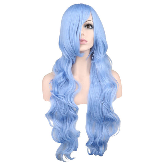 Peluca Cosplay Sirena Anime Rojo Oscuro Cabello Largo Ondulado