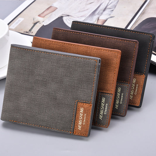 Billetera Delgada Casual para Hombre con Patrón Canvas