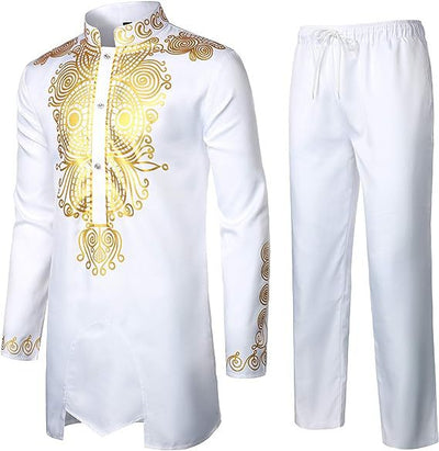 Conjunto Traje Africano Bronce para Hombre - Camisa y Pantalón - Image 17