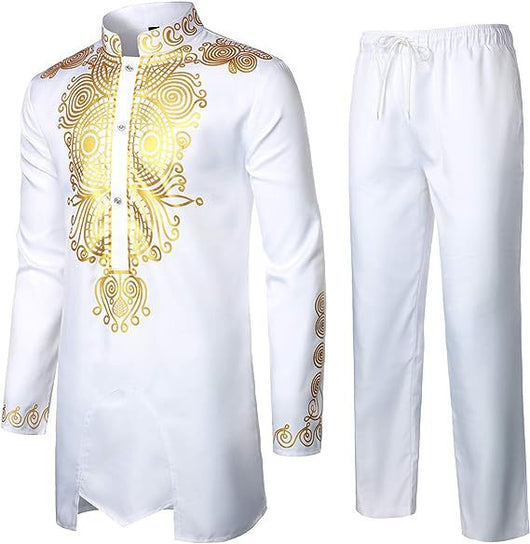 Conjunto Traje Africano Bronce para Hombre - Camisa y Pantalón - Image 17