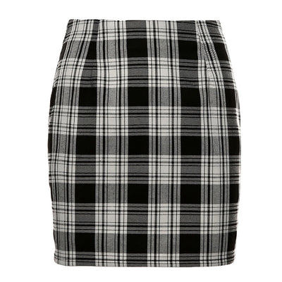 Falda A-línea Cuadros Británicos Negro y Blanco Retro - Image 10