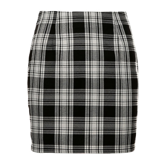 Falda A-línea Cuadros Británicos Negro y Blanco Retro - Image 10