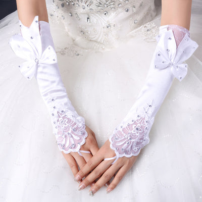 Guantes de Novia Encaje Hueco con Lazo Floral y Dedos Abiertos - Image 11