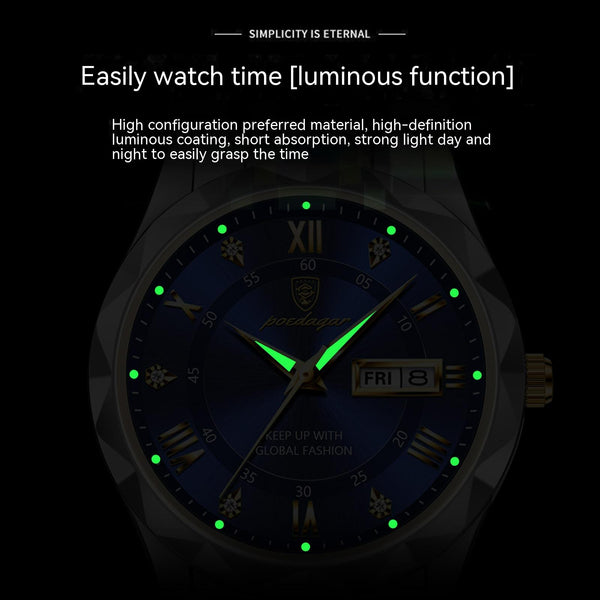 Reloj Deportivo Hombre Resistente al Agua con Doble Calendario y Esfera Luminosa