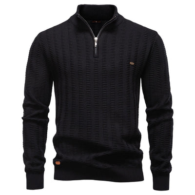 Suéter Hombre Jacquard a Rayas con Cierre Medio y Cuello Alto - Image 13