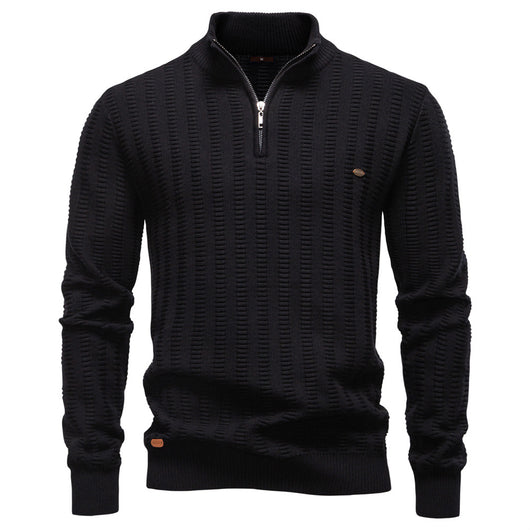 Suéter Hombre Jacquard a Rayas con Cierre Medio y Cuello Alto - Image 13