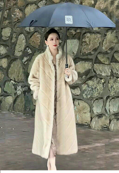 Abrigo de Piel Sintética para Mujer - Elegante Largo Medio Invierno - Image 7