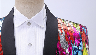Blusa de Lentejuelas con Patrón Vertical Multicolor para Hombre - Image 14