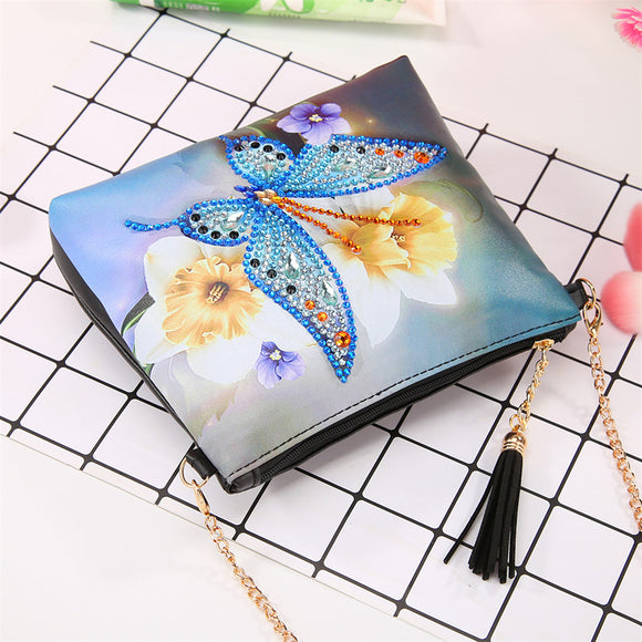 Bolsa Mensajero Diamond Painting con Diseño de Mariposa - Pintura de Diamantes Hecha a Mano