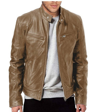 Chaqueta de Cuero para Hombre con Cuello Alto Estilo Punk - Image 31