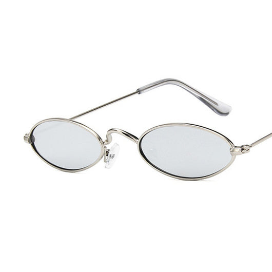 Retro oval frame sunglasses with vibrant red lenses and shiny gold-colored metal frames on a white background. - Image 11