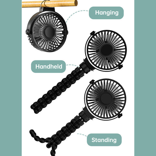 Ventilador Portátil Recargable USB con Soporte Flexible - 3 Velocidades - Image 2