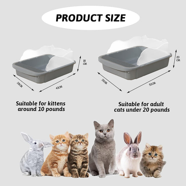 Arenero Tamizable para Gatos Pequeños con Bordes Altos y Bandeja Desmontable