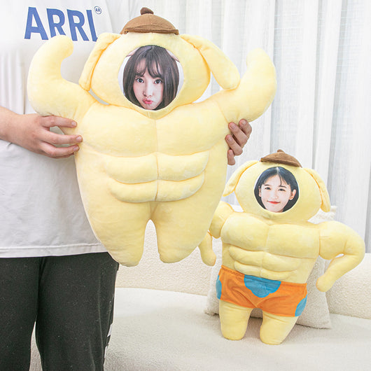 Almohada Divertida Personalizada con Foto - Perro Musculoso Abdominales