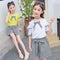 Conjunto Infantil Hombros Descubiertos - Blusa Corta y Short Moderno