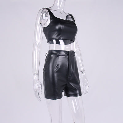 Conjunto de Dos Piezas: Chaleco Crop y Pantalón de Cuero - Image 12