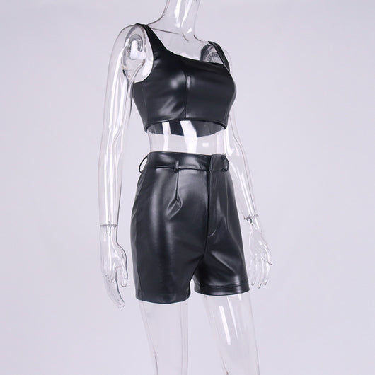 Conjunto de Dos Piezas: Chaleco Crop y Pantalón de Cuero - Image 12
