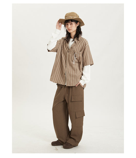 Camisa Retro Japonesa a Rayas - Estilo Preppy Holgado de Manga Corta - Image 9