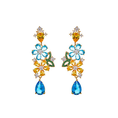 Aretes de Zircón Flor Gota de Agua Mariposa Multicolor - Image 9