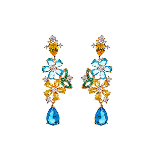Aretes de Zircón Flor Gota de Agua Mariposa Multicolor - Image 9