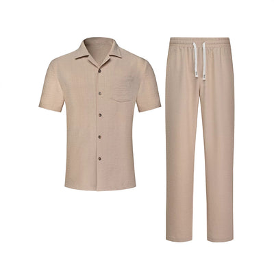 Conjunto Elegante de Camisa y Pantalón de Color Liso para Hombre - Image 5