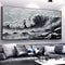 Cuadro Óleo Grandes Olas Marino Textura Gruesa Pintura Hecha a Mano para Sala