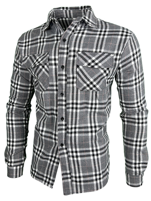 Camisa Manga Larga Cuadros con Solapa - Estilo Casual Moderno - Image 11