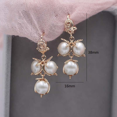 Aretes Perla Concha Rosa Dorado Llama - Image 5