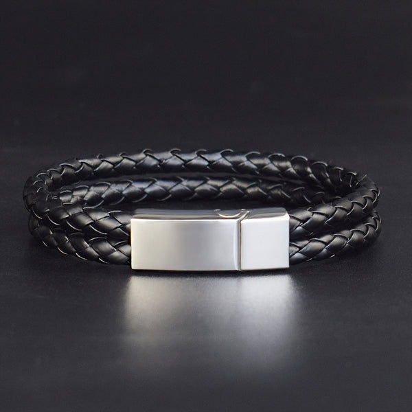 Pulsera de Cuero Tejido Personalizada para Hombre