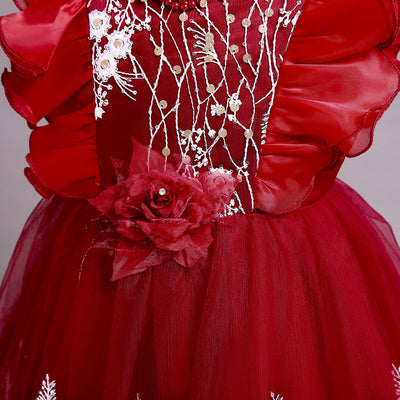 Vestido Princesa Niña con Flores Bordadas - Image 8