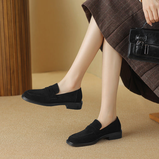 Zapatos de Tacón para Mujer en Piel de Oveja con Punta Cuadrada y Redonda Retro - Image 3