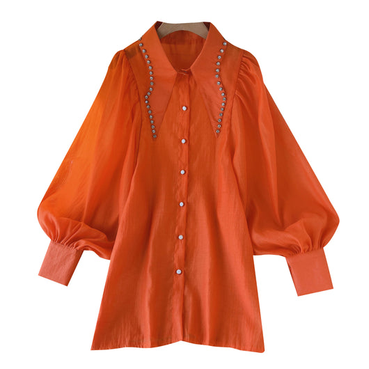 Blusa Elegante para Mujer con Cristales y Mangas Linterna - Image 19