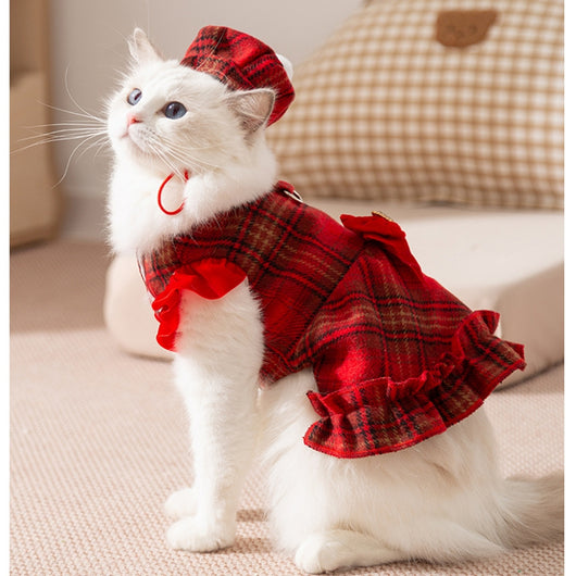 Vestido Elegante Tipo Chanel con Moño para Mascotas - Abrigo Cálido para Otoño e Invierno - Image 14