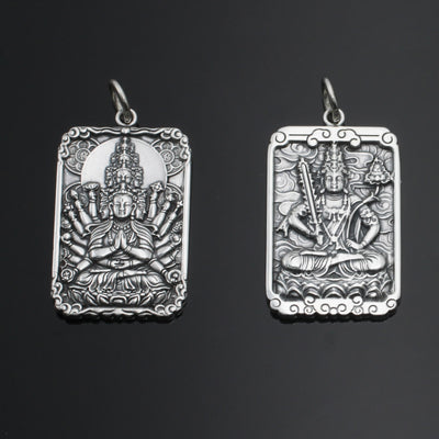 Colgante Buda Natal Cuadrado de Plata Tailandesa Retro Personalidad - Image 11
