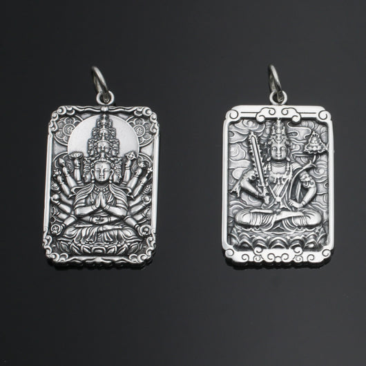 Colgante Buda Natal Cuadrado de Plata Tailandesa Retro Personalidad - Image 11