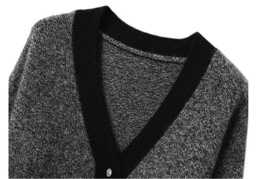 Cardigan de Cuello V en Cashmere con Bloques de Color para Mujer - Image 8