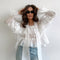 Blusa Elegante Estilo Francés con Cierre de Moño y Manga Larga