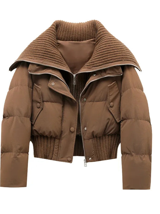 Abrigo de Algodón con Cuello Solapa Diseño Patchwork para Mujer - Image 8