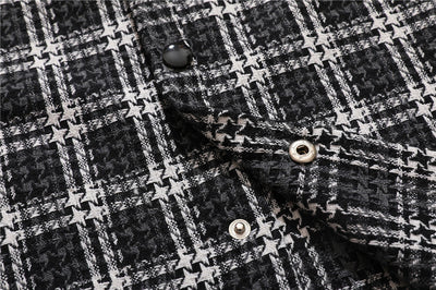 Camisa de Cuadros Hombre con Bordado de Letras - Manga Larga Suelta Estilo Urbano Otoño - Image 15