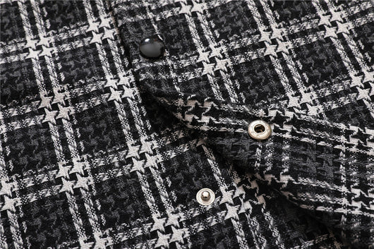 Camisa de Cuadros Hombre con Bordado de Letras - Manga Larga Suelta Estilo Urbano Otoño - Image 15